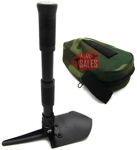 16" Long Tri-Fold Folding Shovel Pick Camping Camp Garden Home Type W/ Green Bag - Picture 1 of 4