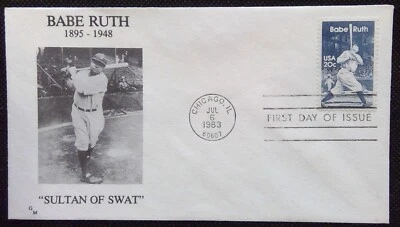 Scott 2046 FDC Babe Ruth George Herman Baseball Yankees GM Cachet - Image 1 of 3