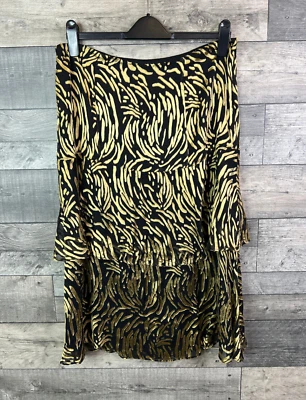 Whistles Womens Midi Skirt Size UK 14 Black Gold Reed Devore Silk Ruffle Party - Image 1 of 4