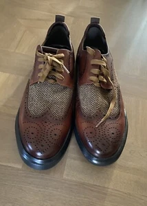 ZANZARA Oxford Brogue Dress Casual Lace Up Shoes Brown Size US 11 Leather Canvas - Picture 1 of 7