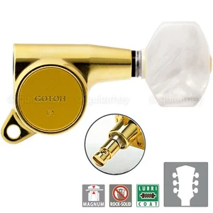 NEW Gotoh SG381-P7 MG Magnum Locking Tuning PEARLOID Buttons Keys Set 3x3 - GOLD - Picture 1 of 3