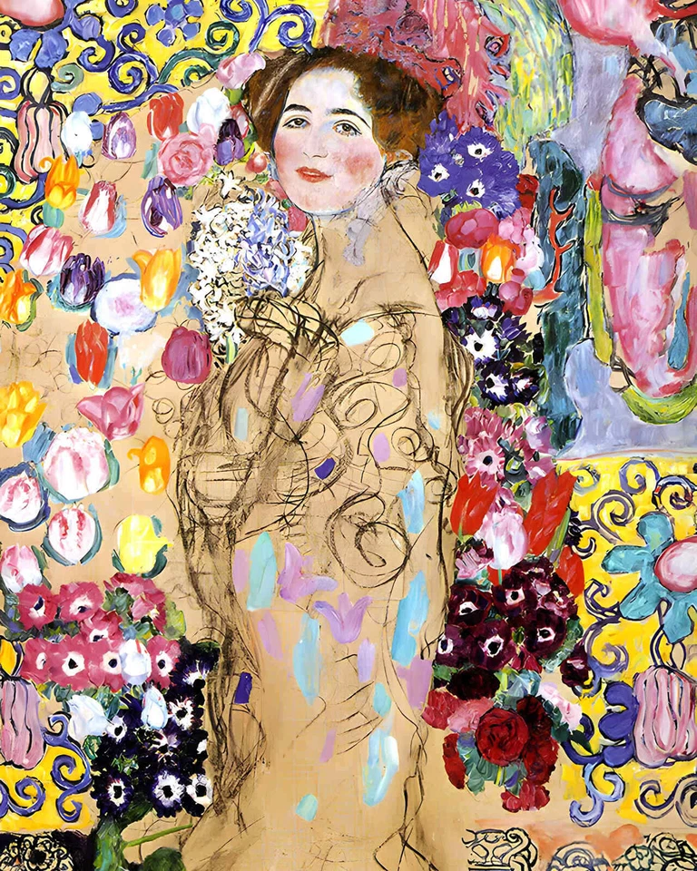 Retrato de María Munk (inacabado) 1918 pintura por Gustav Klimt arte 8x10" Foto 1 de 1