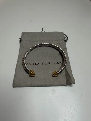 David Yurman 5mm Classic Cable Bracelet 925 Sterling w/ 14K Yellow Gold Domes M - Image 1 of 4
