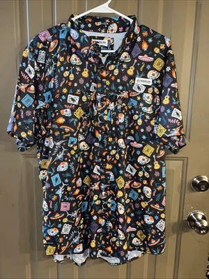 Magellan Dia De Los Muertes Day Of The Dead Men’s Size Med Button Up Fish Gear - Image 1 of 2