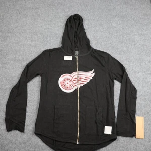 Detroit Red Wings Hoodie Womens Medium Black NHL Hockey Full Zip Jacket - Picture 1 of 14