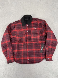 Civil Regime Jacket Mens Small Red Black Luke Sherpa Flannel Oversized Plaid - Picture 1 of 14
