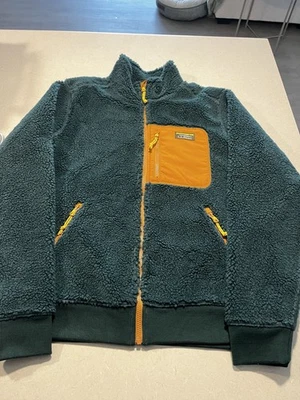 LL Bean Mens Sherpa Fleece Jacket Teal Green Orange Zip Up Item 517307 Sz M - Image 1 of 4