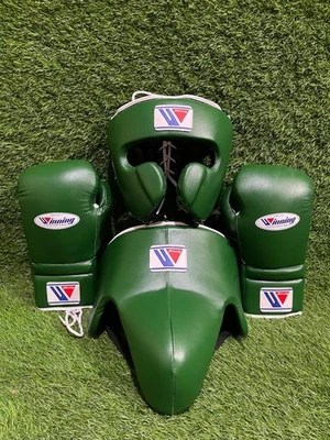 Premium Green Boxing Set | Head Guard, Gloves & Groin Protector | Professional - Bild 1 von 2