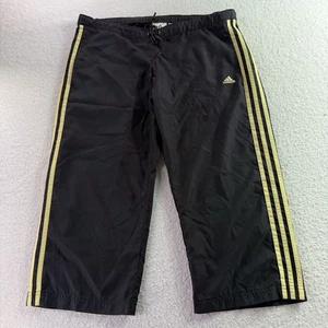 Vintage 90s Adidas Track Capri Pants Size Large Black Gold Wide Leg RARE - Picture 1 of 8