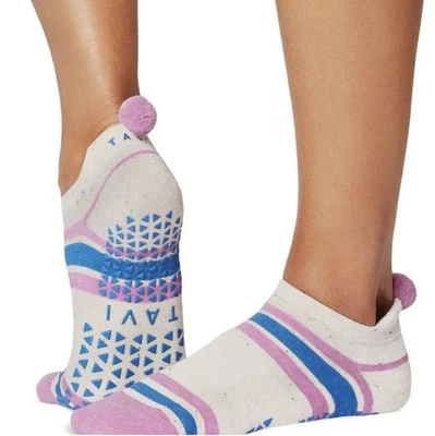 Calcetines Tavi Savvy Grip In Paradise Azul Marino Rayas Nuevos con Etiquetas Talla Pequeña Pilates Yoga Barre Foto 1 de 4