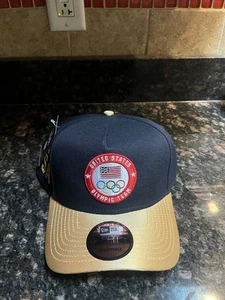 Olympic Team USA New Era SnapBack 9FORTY A-Frame SnapBack Black/Gold Hat - Picture 1 of 10