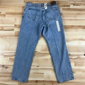 Vtg Chaps Ralph Lauren Jeans Men 38x32 Blue Relaxed Stone Wash 90s Straight NEW - Picture 1 of 17