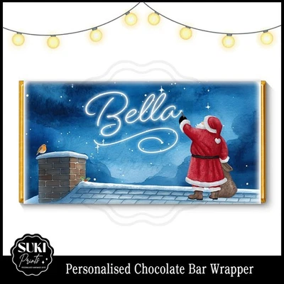 SUKI PRINTS Personalised Chocolate Bar Galaxy Wrapper. Christmas Eve Box Stocking Filler