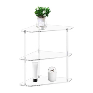 Acrylic Corner Side Table Small 3 Tier Triangular End Table For Living Room FI - Picture 1 of 24