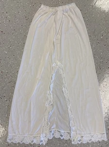 Lencería de nailon de colección media falda sin cordones talla pequeña blanco crema encaje ribete abertura larga - Imagen 1 de 6