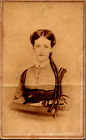 Antique Circa 1860  CDV Photo Beautiful Woman Delaware, Ohio by Beach & Neville