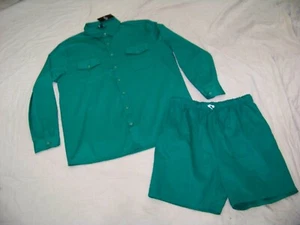 Boohoo MAN Tall LS Twill Overshirt & Short - Green - 2XL -Runs Small - New w/Tag - Picture 1 of 14