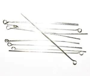 M6107 Sterling Silver Filled w Anti-Tarnish 2-inch Eye Pin Metal Component 10pc - Picture 1 of 1