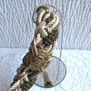 Vintage Artisan Belt Mixed Metal Cinch Waist Bohemian Boho Blush Khaki Adjust M - Picture 1 of 17