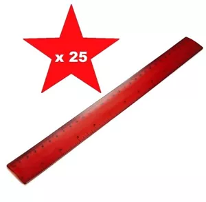 25 rote biegsame bruchsichere Lineale 30 cm / 12" flexibel transparent Schule Büro Arbeit - Bild 1 von 1