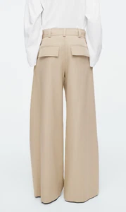 NWT COS Wide Leg Cotton Trousers Twill Pant Khaki Size 12 - Picture 1 of 6