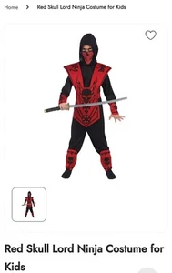 Boy's Size Large (12-14) Skull Lord Ninja Costume ~ Black/Red ~ Complete Set - Picture 1 of 17