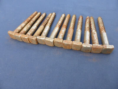 12 gros tirefonds boulons vis à bois fer Tête carré 1,85 cm ancien 115/100 - Photo 1/4