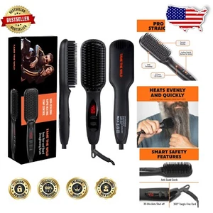 Ionic Beard Straightening Brush for Men - Quick Heating, Portable Design - Picture 1 of 9