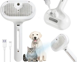3-In-1 Steam Brush for Cats & Dogs - Water Spray Pet Grooming Brush with Hair Re - Picture 1 of 12