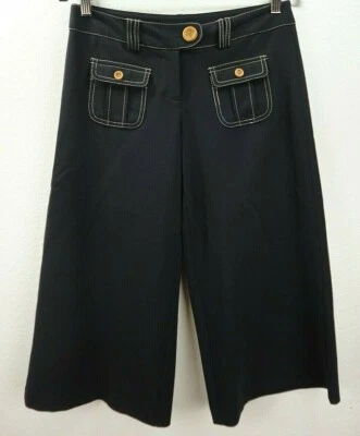 Copper Key Dillards Womens Size 7 Black Wide Leg Cropped Dress Pants Trousers - Image 1 of 4