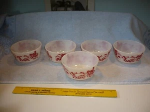 5 Hazel Atlas Children’s Cereal Bowl Cowboys Indians Wrap Around Design red new - Picture 1 of 5