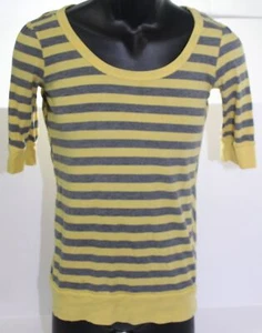 Womens Open Back Scoop Neck T-shirt Unionbay Yellow & Gray Top Size Small - Picture 1 of 7