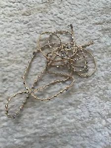 Belt Beige Silver Metal Beige Straw Heart & Pearl Shaped Metal 65 inch long - Picture 1 of 20