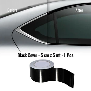 Strisce Adesive per Wrapping Cromature Auto, Nero Lucido, 5 cm x 5 mt - Foto 1 di 4