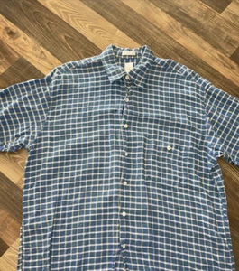 Burma Bibas Men's 100% Linen Short Sleeve Button-Down Plaid Shirt Size L - Picture 1 of 12