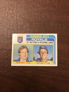 1982 TOPPS Baseball Card #96 KC Royals Team Checklist Brett Gura *UNMARKED* NM