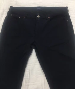 Pantalones de tela adecuada para hombre azul oscuro 40x32 medidas Sarga trasera de rizo de algodón elástico - Imagen 1 de 9
