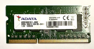 ADATA RAM 1 GB x notebook ADDS1600X1G11-BSSZ DDR3L 1600(11) 1GX4 SO-DIMM 1,35 V - Immagine 1 di 3