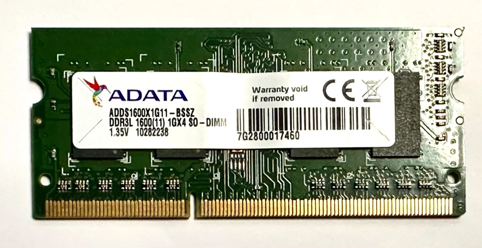 ADATA RAM 1 GB x notebook ADDS1600X1G11-BSSZ DDR3L 1600(11) 1GX4 SO-DIMM 1,35 V - Immagine 1 di 3