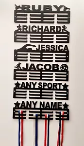 Personalised Medal Hanger Medal Holder Display Rack Any Sport Any Name - Picture 1 of 12