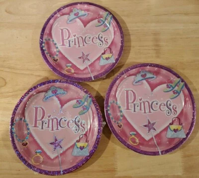 "PRINCESS" Baby Shower or Girls Birthday 7" Round Plates - 3 pkgs of 8 - NEW! - Image 1 of 4