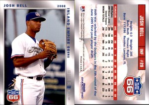 Josh Bell 2008 Grandstand Inland Empire 66ers #NNO Card *AutographDen*