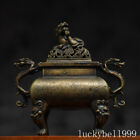 9,1" Chine ancienne dynastie Qing bronze bête dorée double brûleur d'encens dragon