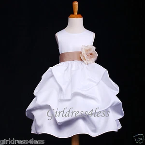 White Pageant Formal Wedding Flower Girls Pick Up Dress 6M 12M 18M 2 4 6 8 10 12 - Picture 1 of 24