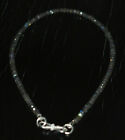 925 Sterling Silver Natural Labradorite Gemstone 7" Bracelet 3-3.5 Mm Beads Bz01