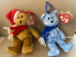 Ty Beanie Babies - Jingle Babies 1997 & 1999 Holiday Bears 5" set - New  (5926) - Picture 1 of 9