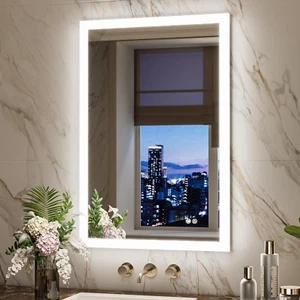 LED 24 X 36 Backlit Vanity Mirror anti Fog Stepless & Bathroom Mirror with Light - Picture 1 of 9