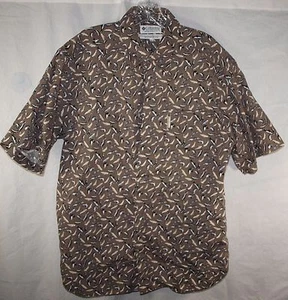 Columbia Sportswear Hawaiian Aloha Camp Lounge Fish Shirt Button Up Men's L - Picture 1 of 5