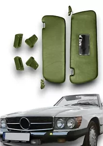 Parasole Sunvisor coppia con barre + clip per Mercedes SL 107 verde RHD - Foto 1 di 4