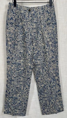 Pantalones de tiro alto Harold's vintage 100 % lino para mujer talla 4 azul tostado Foto 1 de 4